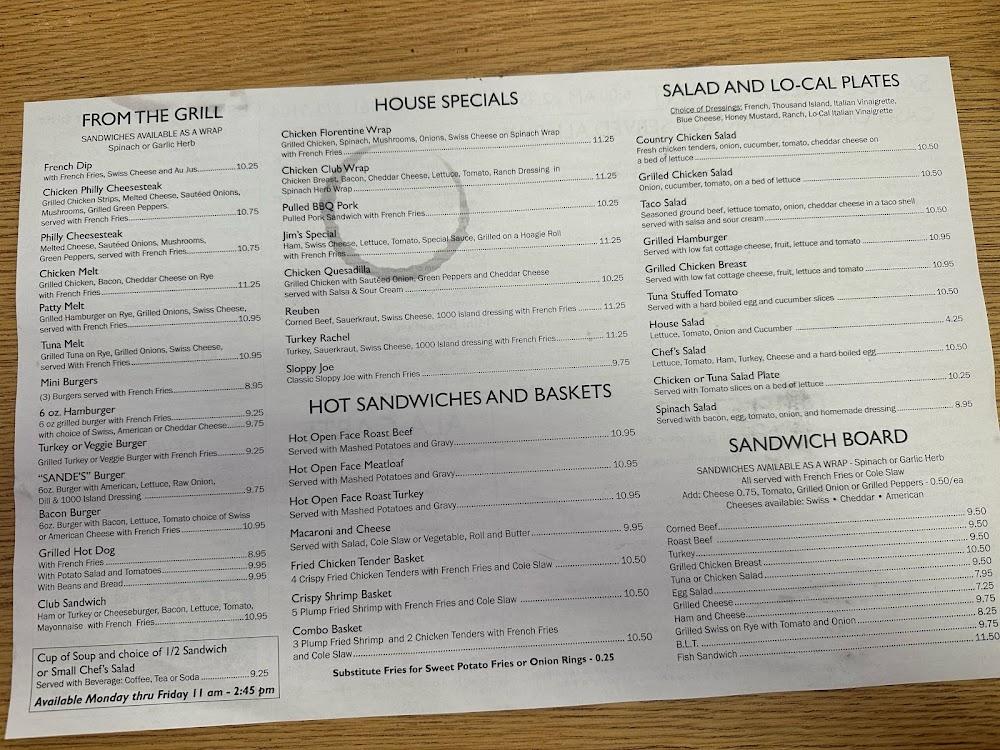 Sande's Restaurant Menu image 4